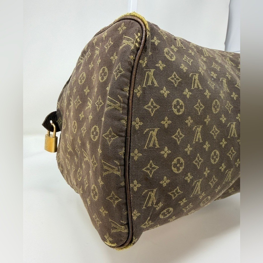 Louis Vuitton Vintage 2008 Monogram Mini Lin Speedy 30 Brown Ebene Trim Satchel - Picture 10 of 17